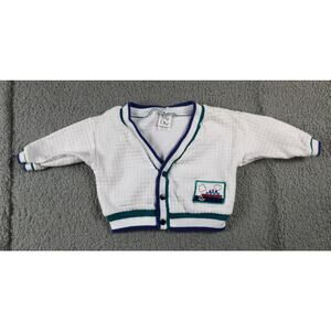 Vintage Dior Baby Dior Boy 12Months White Textured Cardigan Ship Sweater